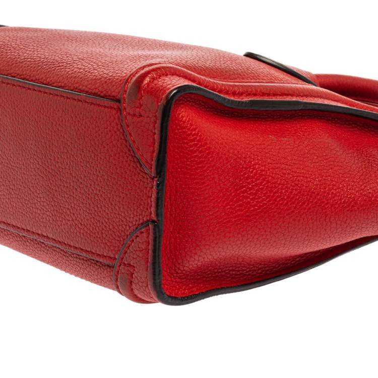 مملوكة مسبقًا Celine Red Leather Nano Luggage Tote