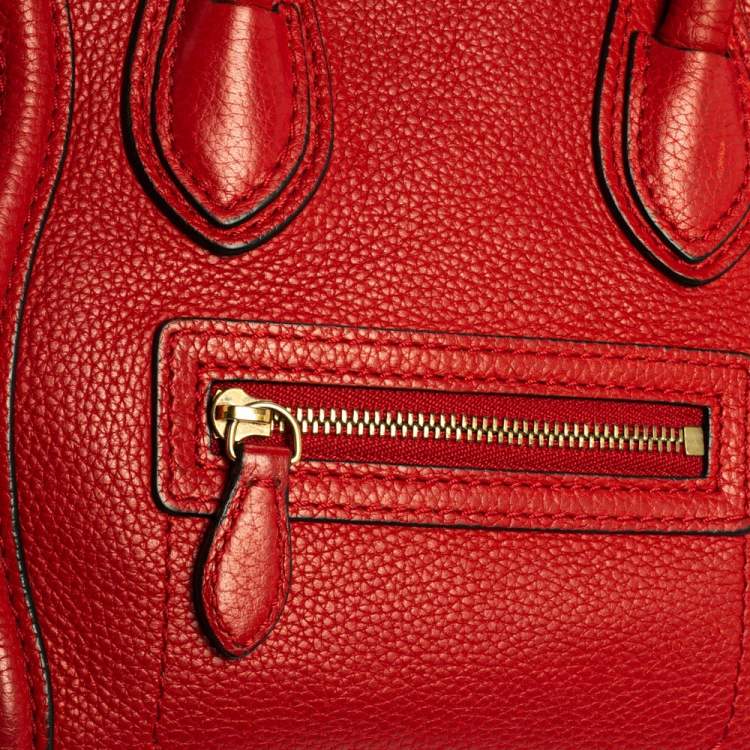 مملوكة مسبقًا Celine Red Leather Nano Luggage Tote