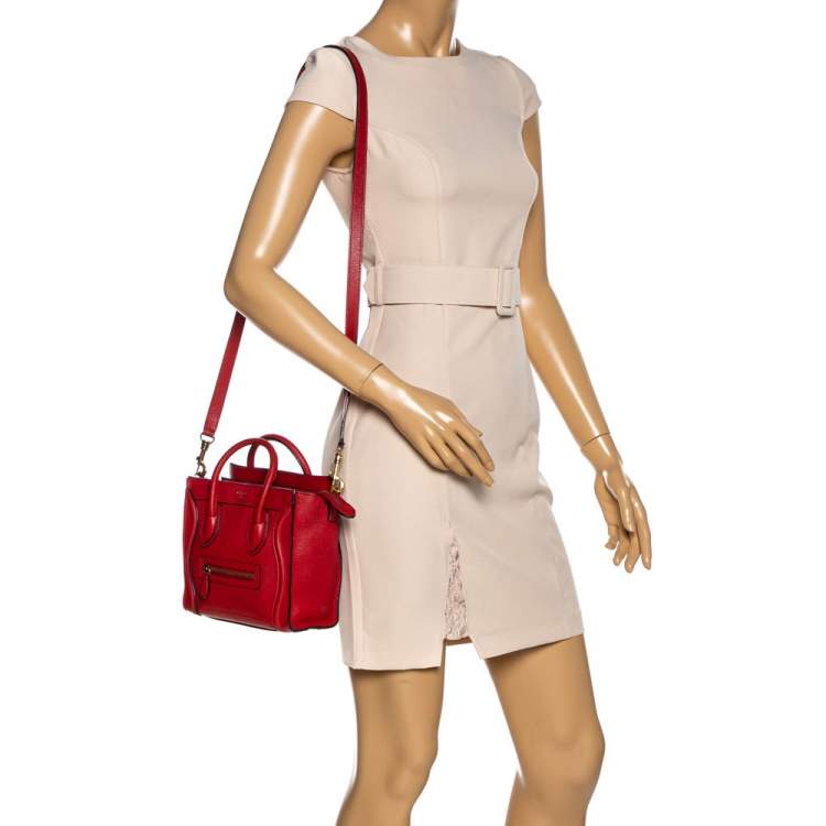 مملوكة مسبقًا Celine Red Leather Nano Luggage Tote