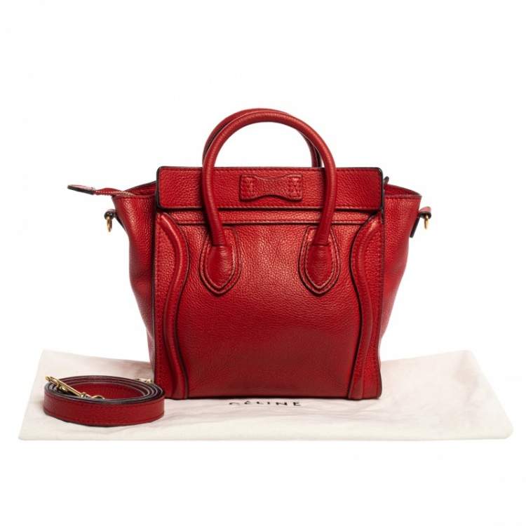 مملوكة مسبقًا Celine Red Leather Nano Luggage Tote