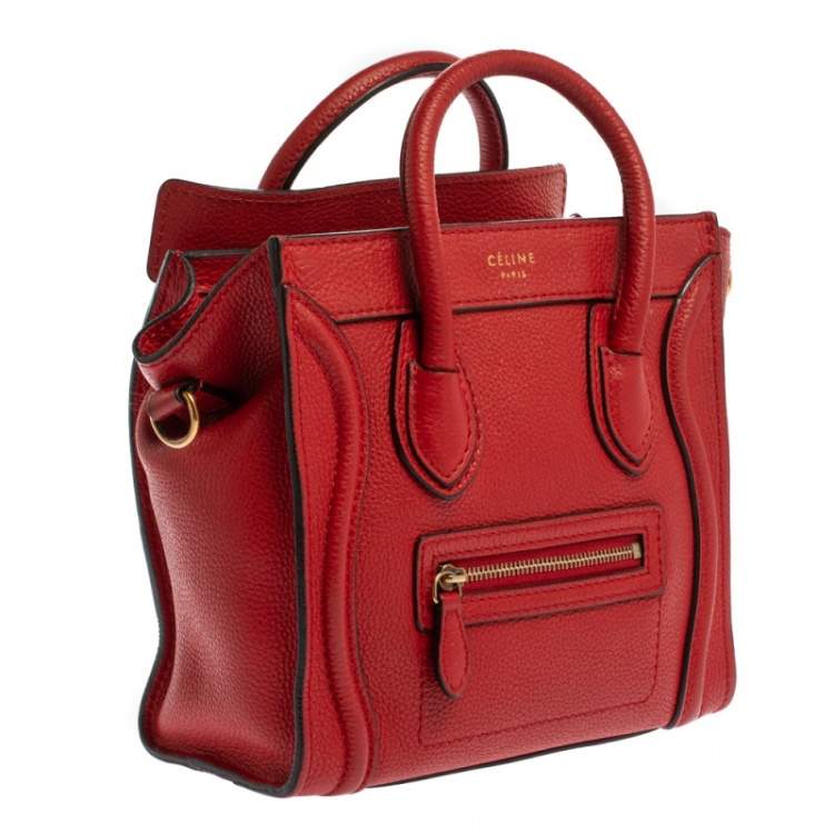 مملوكة مسبقًا Celine Red Leather Nano Luggage Tote