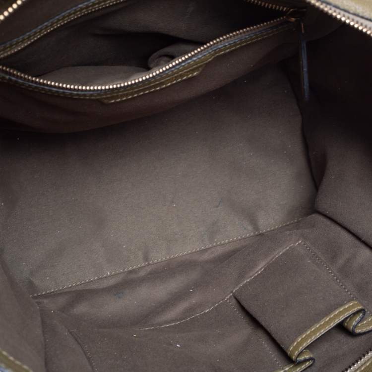 Pre Owned Celine Olive Green Leather Mini Luggage Tote