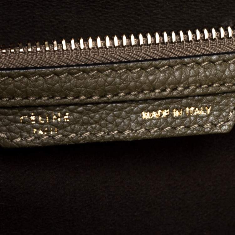 Pre Owned Celine Olive Green Leather Mini Luggage Tote