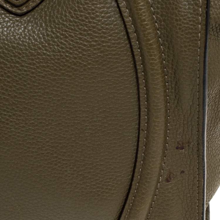 Pre Owned Celine Olive Green Leather Mini Luggage Tote