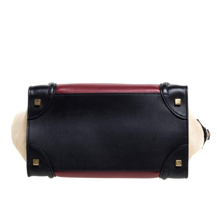 مملوكة مسبقًا Celine Tri Color Leather and Suede Mini Luggage Tote