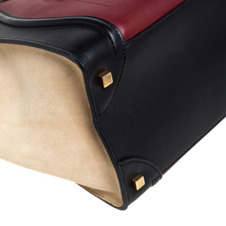 مملوكة مسبقًا Celine Tri Color Leather and Suede Mini Luggage Tote