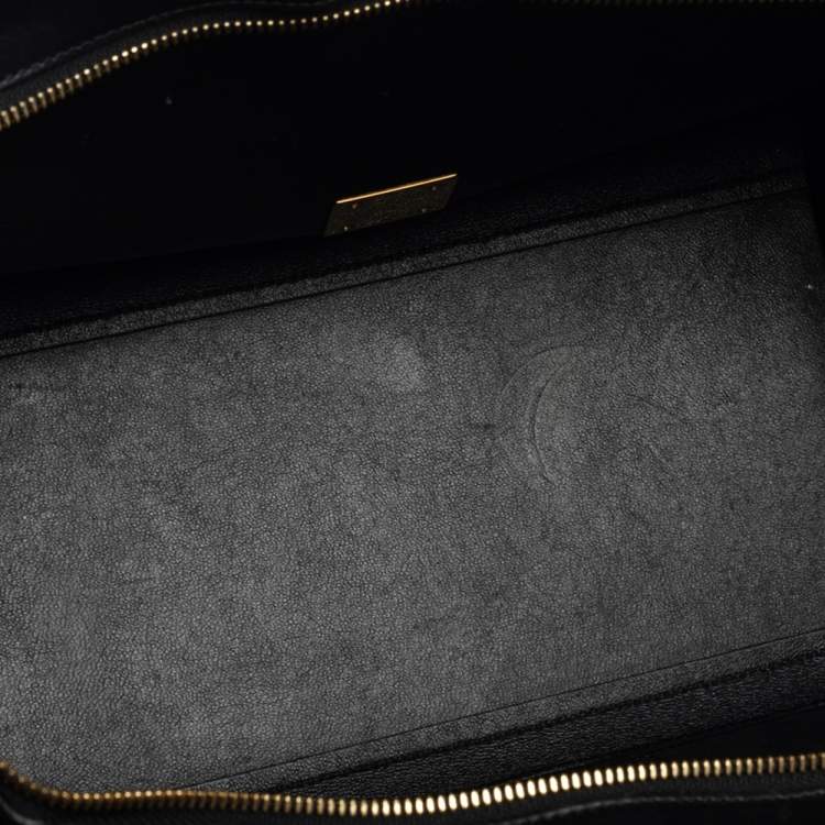 Pre Owned Celine Black/Orange Leather and Python Medium Trapeze Top Handle Bag