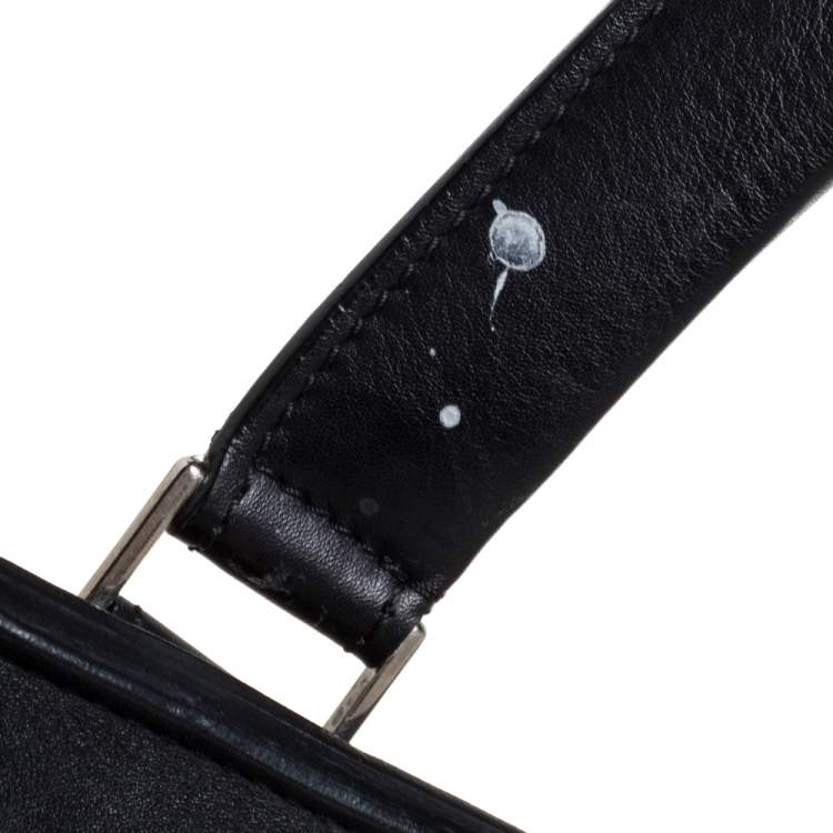 Pre Owned Celine Black/Off White Leather Medium Edge Top Handle Bag