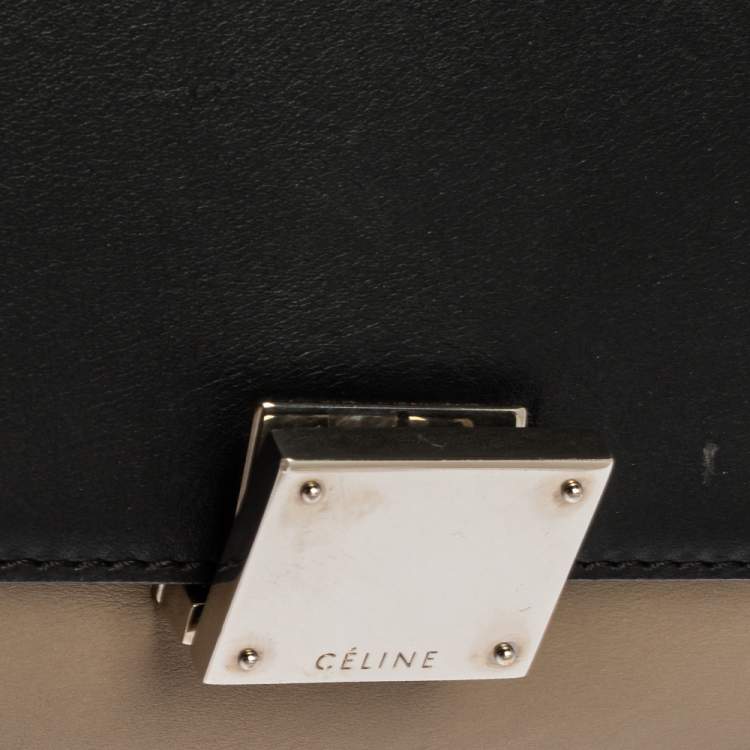 Pre Owned Celine Multicolor Leather and Suede Medium Trapeze Top Handle Bag