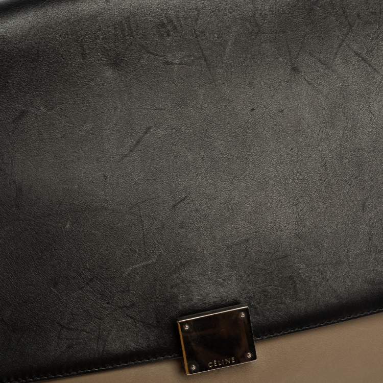 Pre Owned Celine Multicolor Leather and Suede Medium Trapeze Top Handle Bag