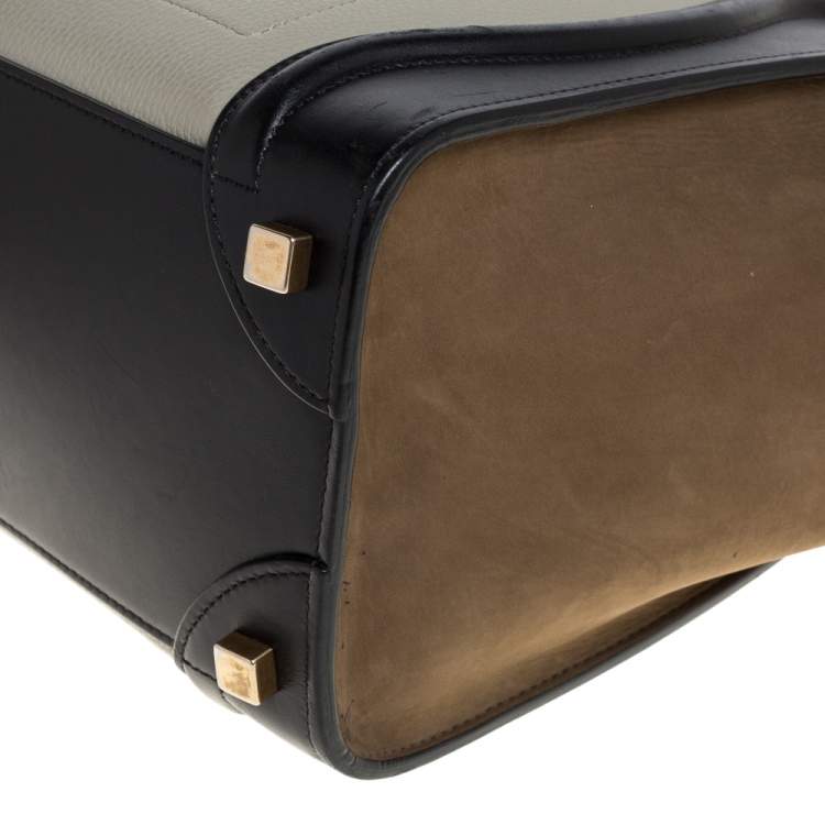 Pre Owned Celine Tri Color Nubuck and Leather Micro Luggage Tote