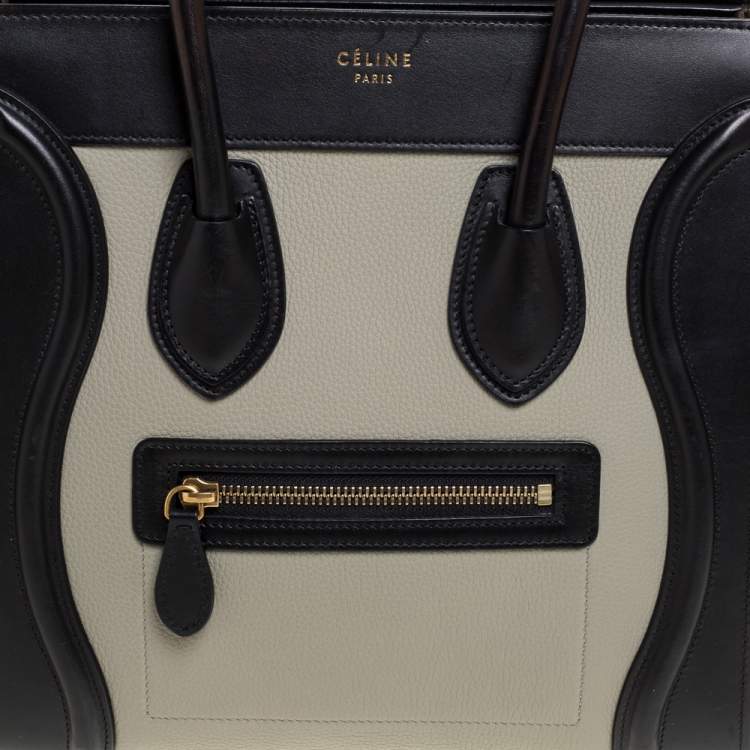 Pre Owned Celine Tri Color Nubuck and Leather Micro Luggage Tote