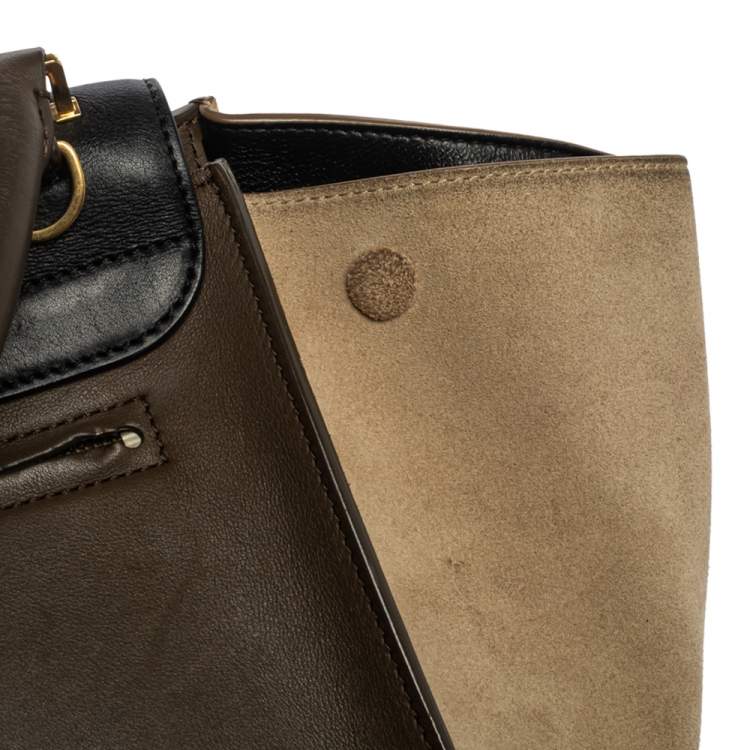 مملوكة مسبقًا Celine Tri Color Leather and Suede Medium Trapeze Top Handle Bag
