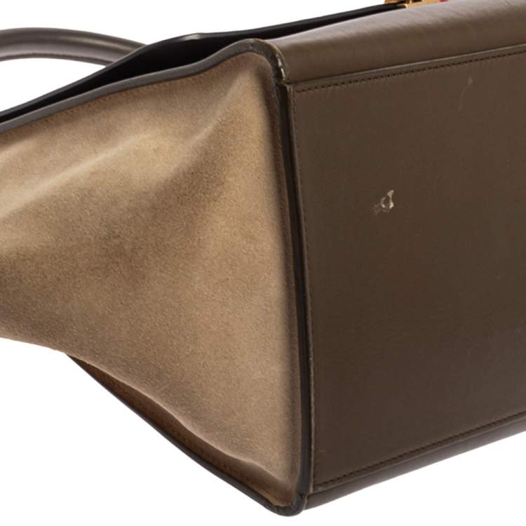 مملوكة مسبقًا Celine Tri Color Leather and Suede Medium Trapeze Top Handle Bag
