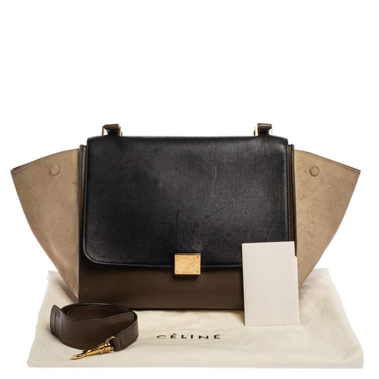 مملوكة مسبقًا Celine Tri Color Leather and Suede Medium Trapeze Top Handle Bag