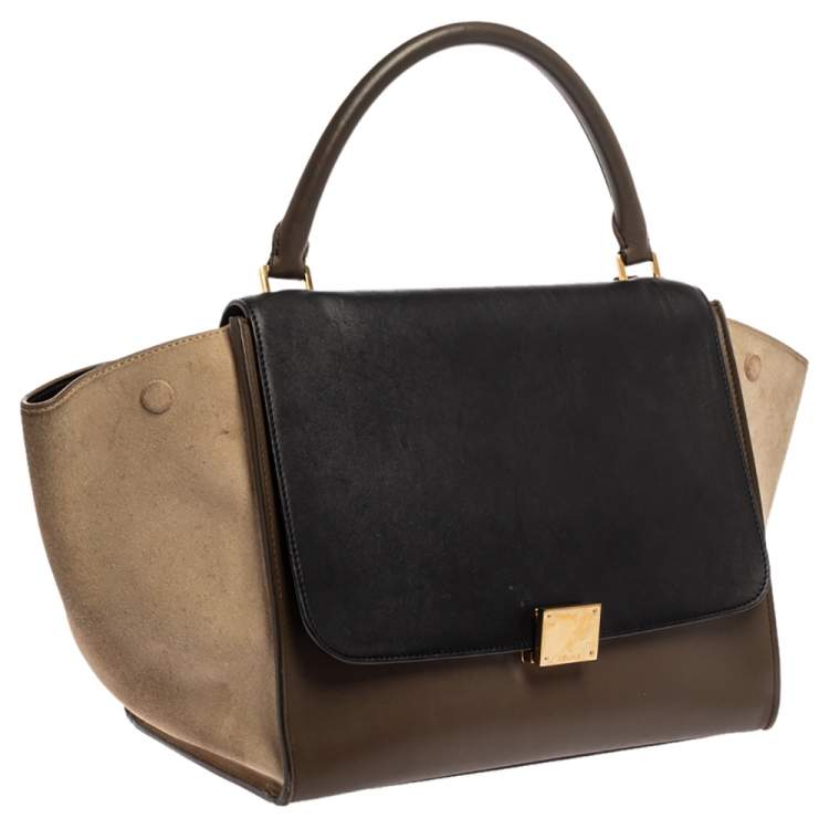 مملوكة مسبقًا Celine Tri Color Leather and Suede Medium Trapeze Top Handle Bag