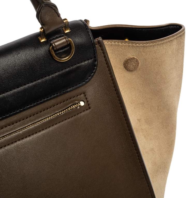 مملوكة مسبقًا Celine Tri Color Leather and Suede Medium Trapeze Top Handle Bag