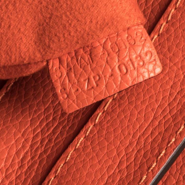 Pre Owned Celine Orange Leather Mini Luggage Tote
