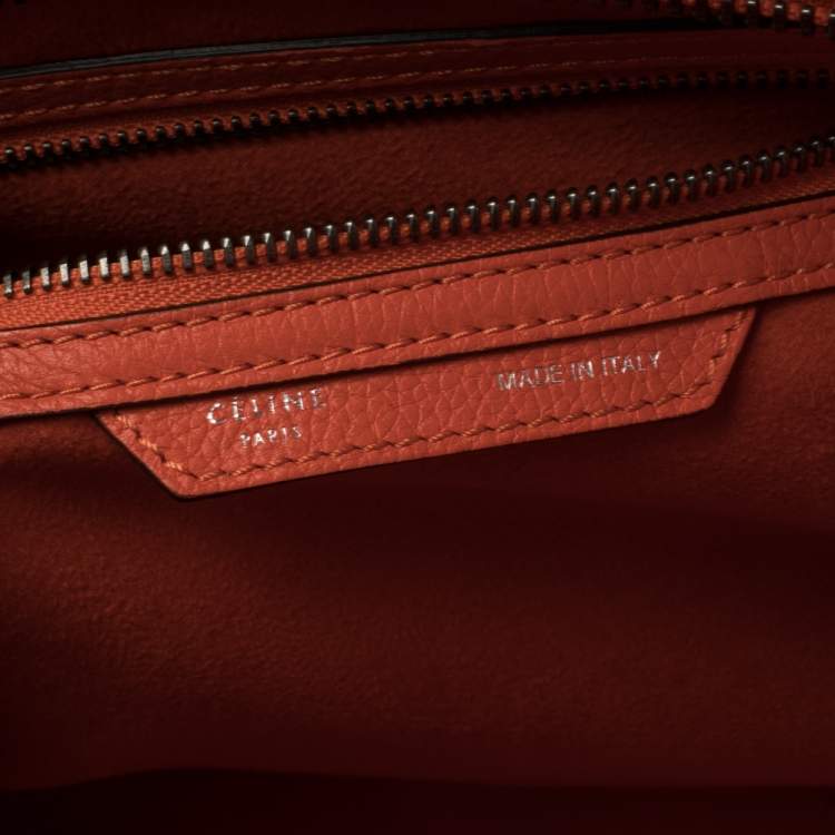 Pre Owned Celine Orange Leather Mini Luggage Tote