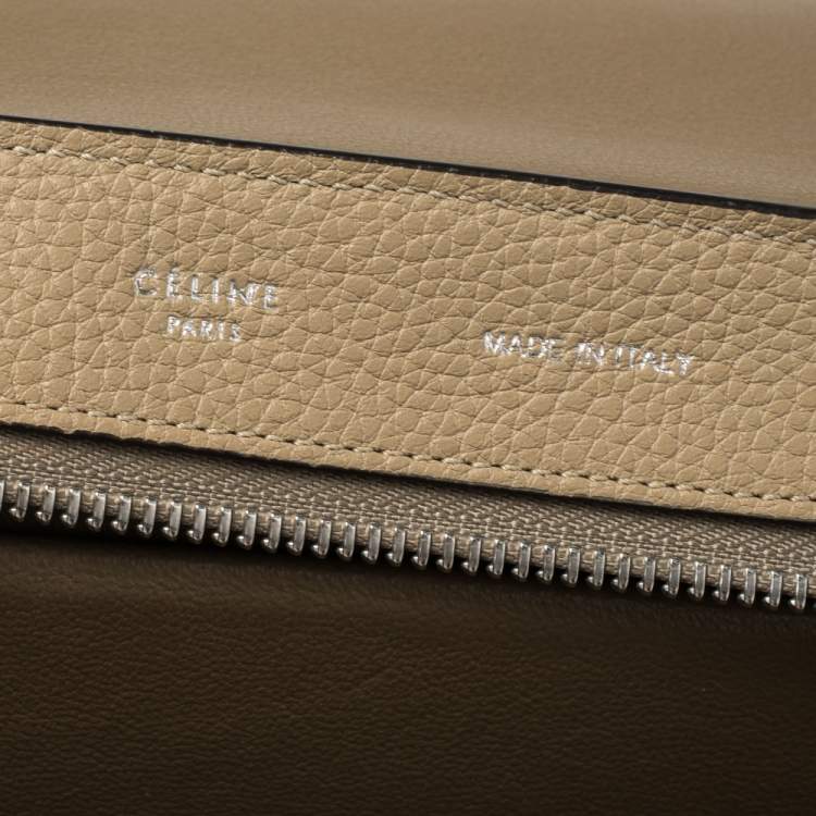 Pre Owned Celine Beige Leather and Suede Medium Trapeze Top Handle Bag