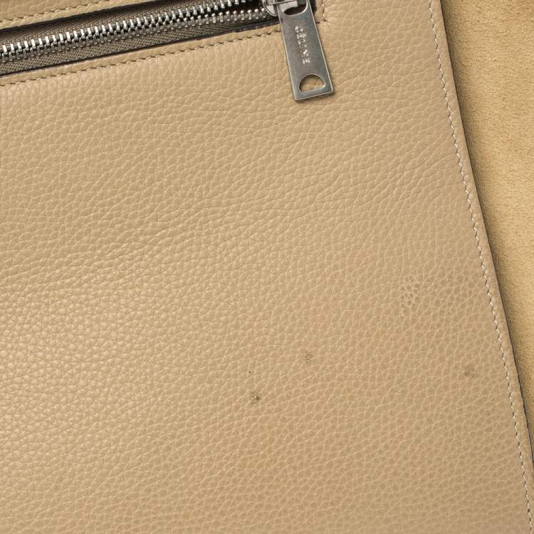Pre Owned Celine Beige Leather and Suede Medium Trapeze Top Handle Bag