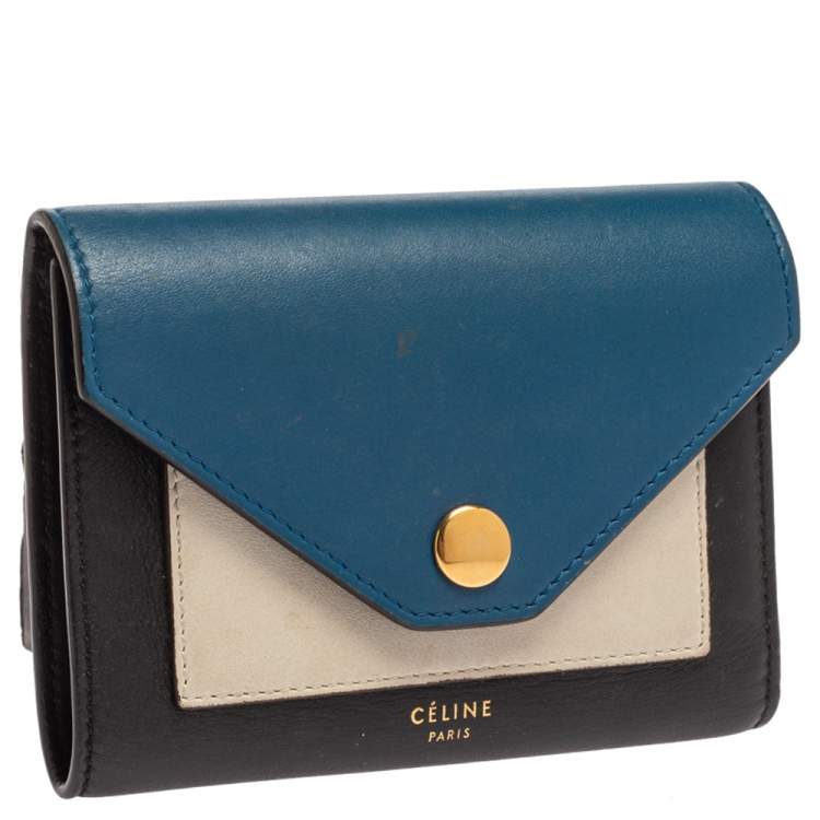 Pre Owned Celine Tricolor Leather Flap  Multifunction Compact Wallet