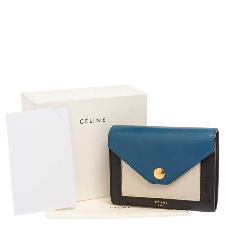 Pre Owned Celine Tricolor Leather Flap  Multifunction Compact Wallet