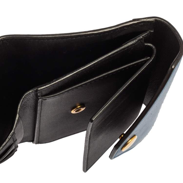 Pre Owned Celine Tricolor Leather Flap  Multifunction Compact Wallet