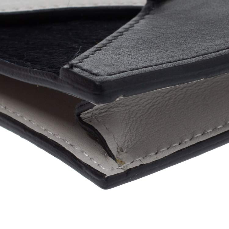 Pre Owned Celine Multicolor Leather and Calfhair Diamond Card Case