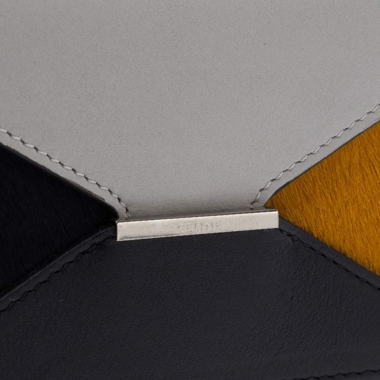 Pre Owned Celine Multicolor Leather and Calfhair Diamond Card Case