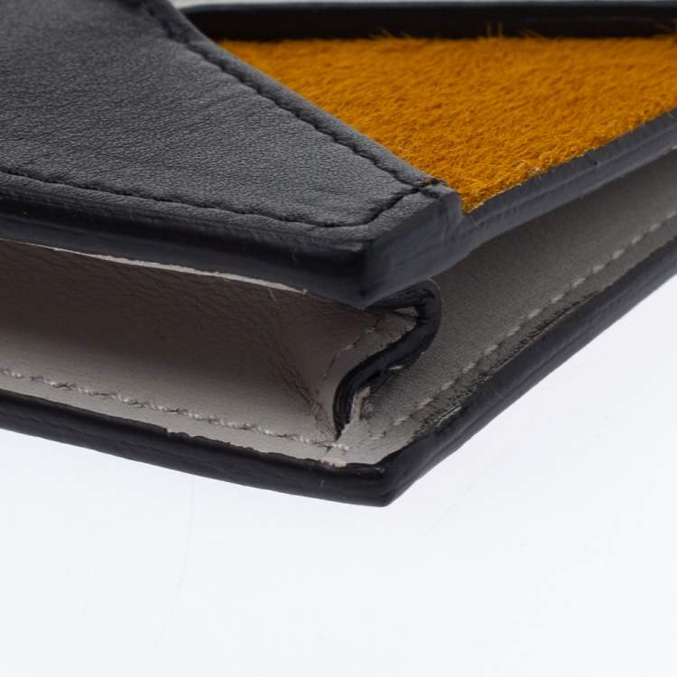 Pre Owned Celine Multicolor Leather and Calfhair Diamond Card Case