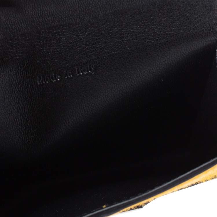 Pre Owned Celine Multicolor Leather and Calfhair Diamond Card Case
