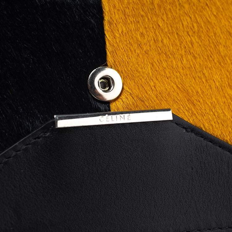 Pre Owned Celine Multicolor Leather and Calfhair Diamond Card Case