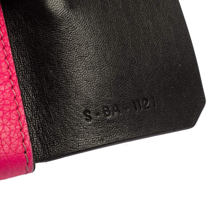 Pre Owned Celine Neon Pink Grained Leather Snap Flap Pouch