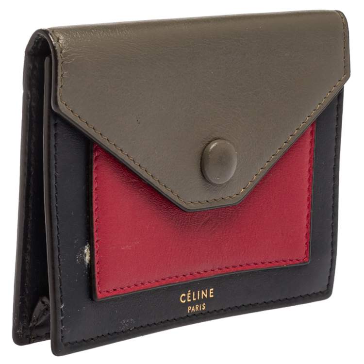 Pre Owned Celine Tri Color Leather Envelope Pocket Card Holder