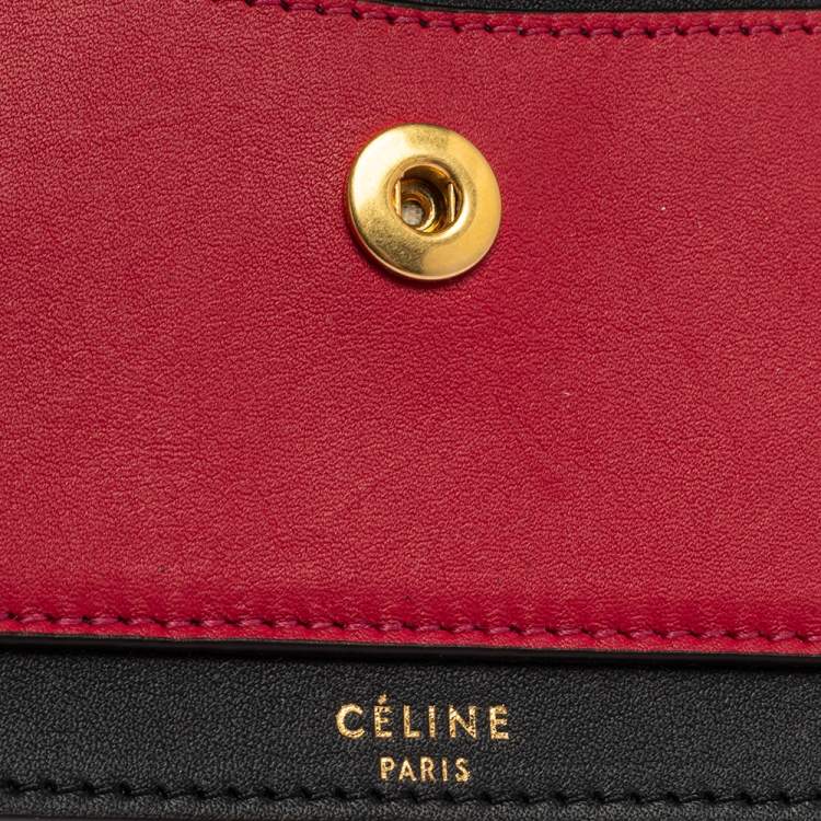 Pre Owned Celine Tri Color Leather Envelope Pocket Card Holder