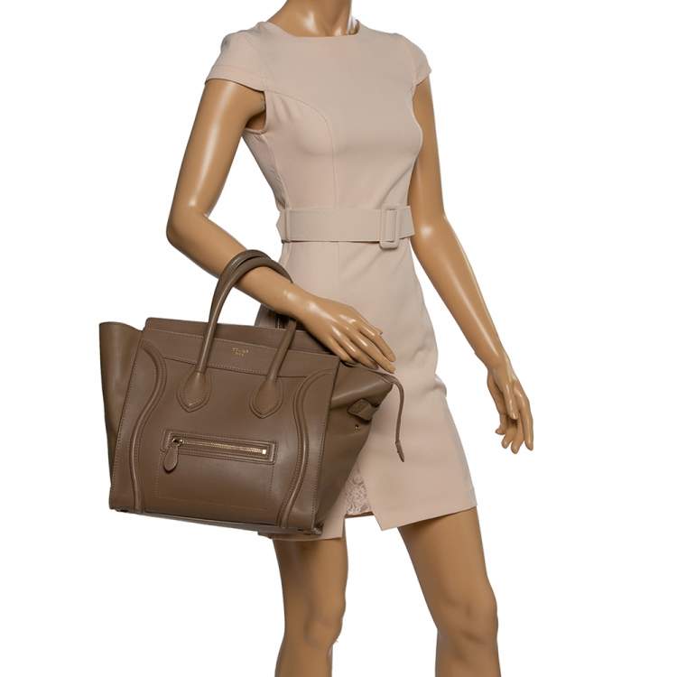 Pre Owned Celine Beige Leather Mini Luggage Tote