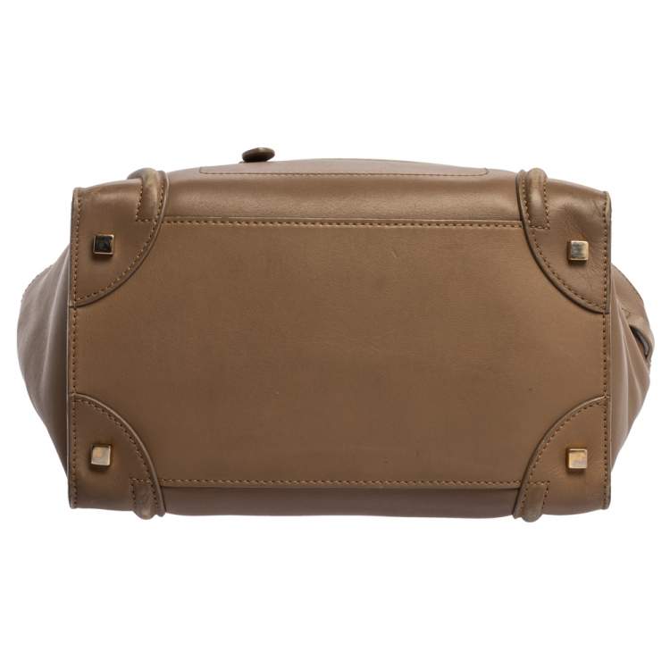 Pre Owned Celine Beige Leather Mini Luggage Tote