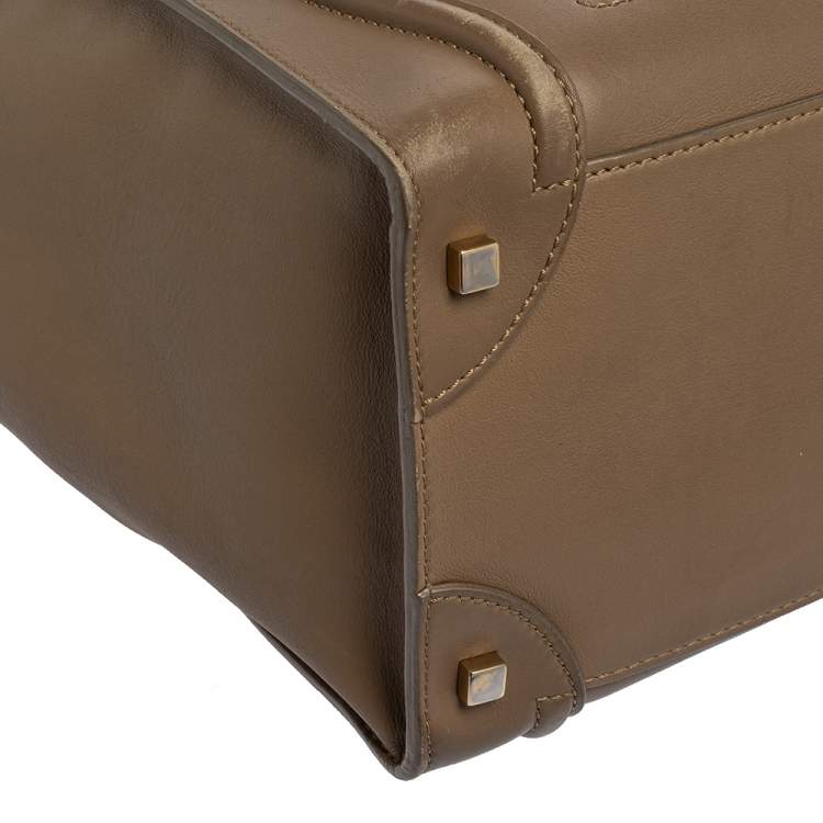 Pre Owned Celine Beige Leather Mini Luggage Tote