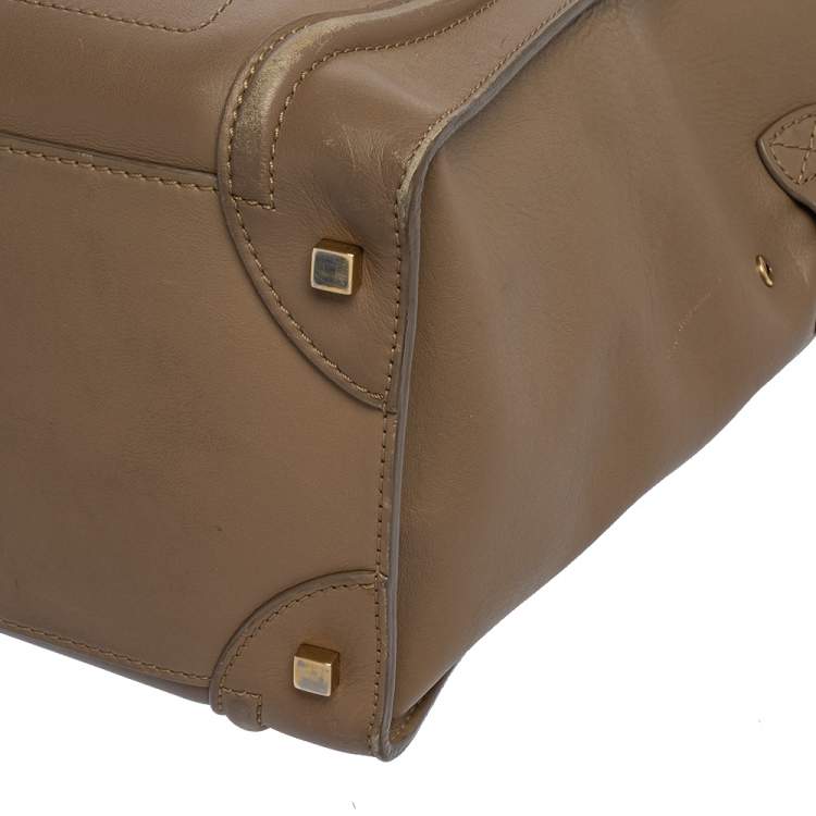 Pre Owned Celine Beige Leather Mini Luggage Tote