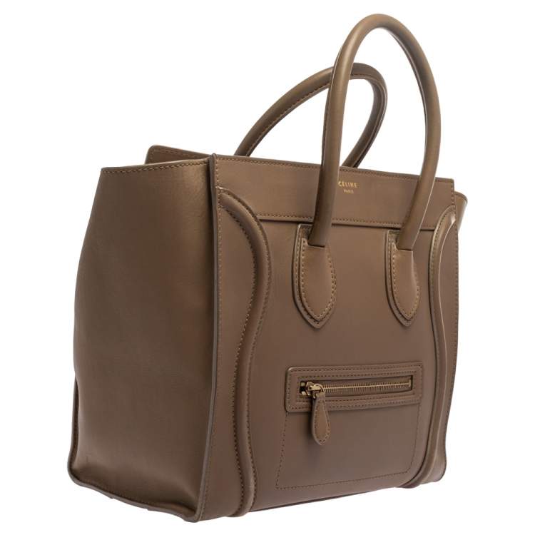 Pre Owned Celine Beige Leather Mini Luggage Tote