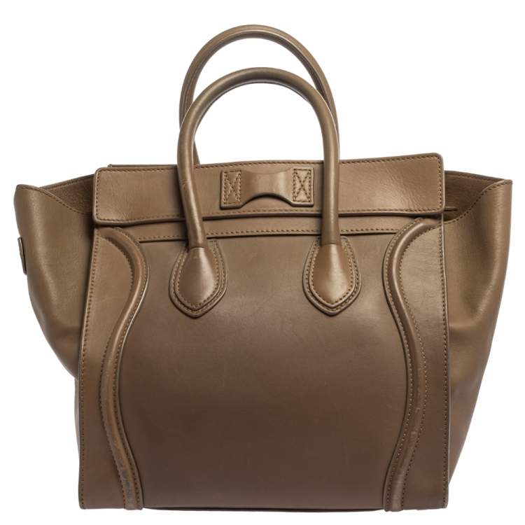 Pre Owned Celine Beige Leather Mini Luggage Tote