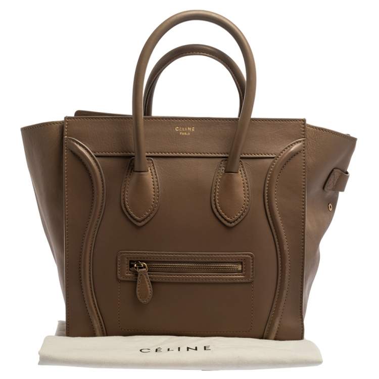 Pre Owned Celine Beige Leather Mini Luggage Tote