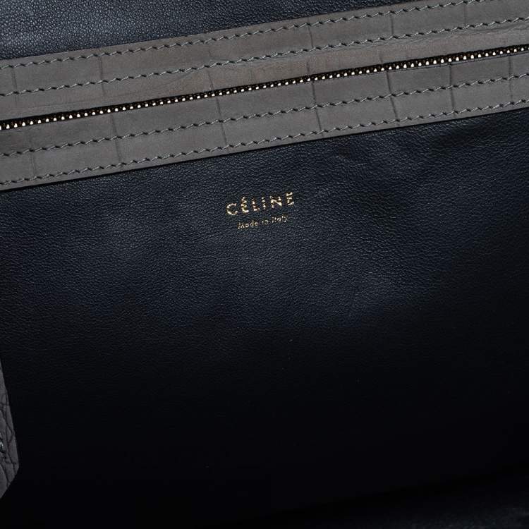 مملوكة مسبقًا Celine Grey Croc Embossed Leather Large Phantom Luggage Tote