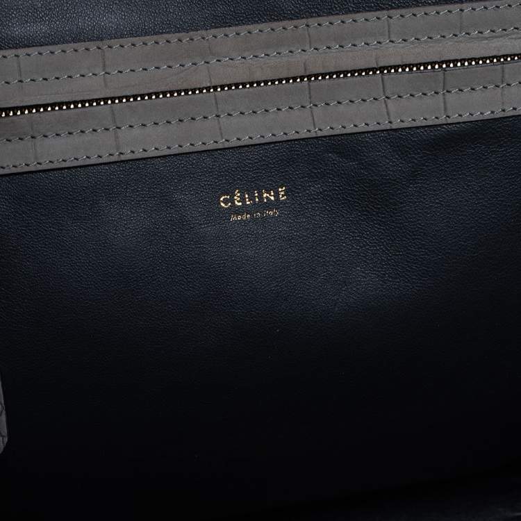 مملوكة مسبقًا Celine Grey Croc Embossed Leather Large Phantom Luggage Tote