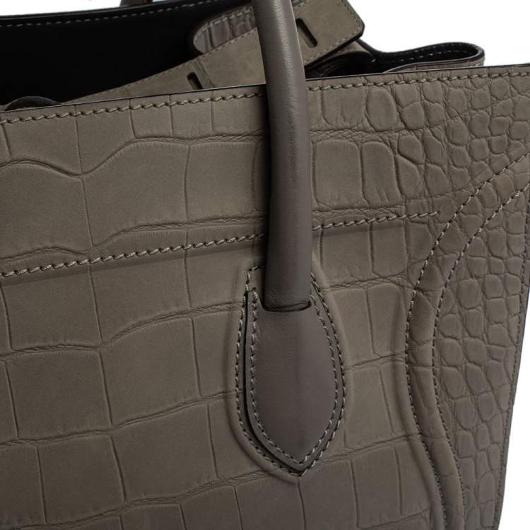مملوكة مسبقًا Celine Grey Croc Embossed Leather Large Phantom Luggage Tote