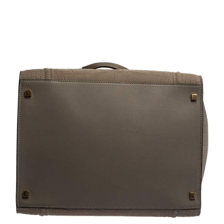 مملوكة مسبقًا Celine Grey Croc Embossed Leather Large Phantom Luggage Tote