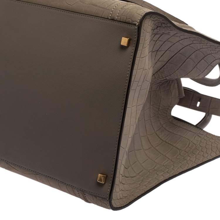 مملوكة مسبقًا Celine Grey Croc Embossed Leather Large Phantom Luggage Tote