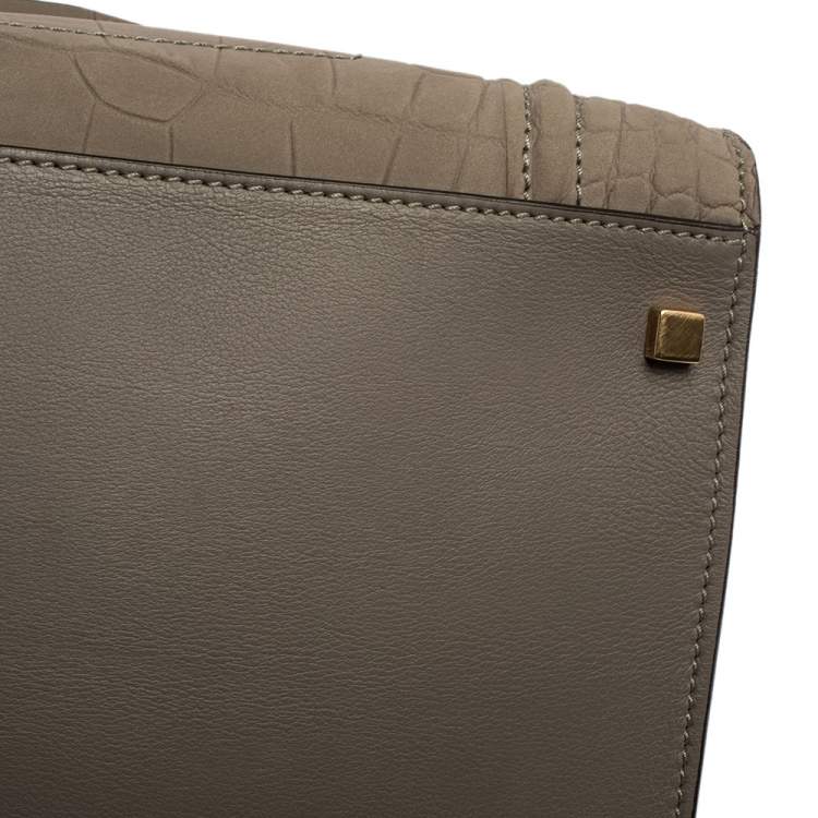 مملوكة مسبقًا Celine Grey Croc Embossed Leather Large Phantom Luggage Tote