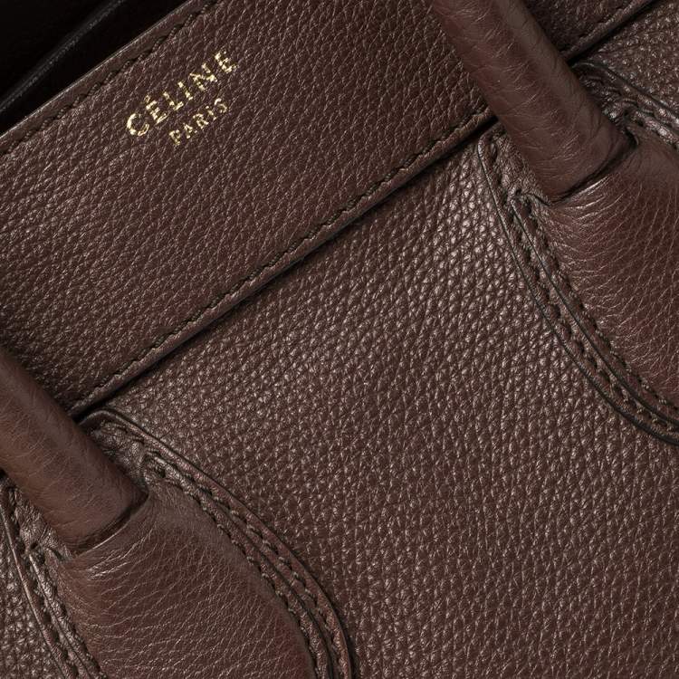 Pre Owned Celine Brown Leather Mini Luggage Tote